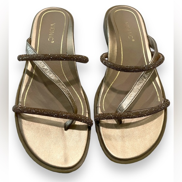 Vionic Gold Sandals |Citrine Prism Orthotic |Cushioned Arch Support Womens 6.5 M - Picture 3 of 4